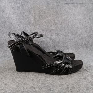 Bass Shoes Womens 7.5 Sandals Platform Wedge Buckle Straps Open Toe Black Y2k